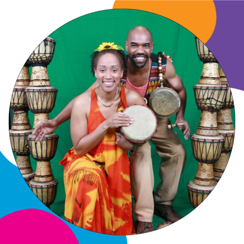 image of performers ina and chazz with drums 